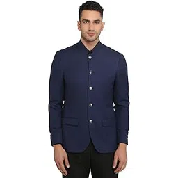 Men Regular Fit Solid Pattern Poly Rayon Blend Stand Collar Full Sleeve Ceremonial Jacket-image-32