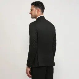 raymond Men Regular Fit Solid Pattern Poly Viscose Elastane Blend Stand Collar Full Sleeve Ceremonial Jacket image 3