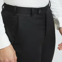 raymond Men Slim Fit Solid Pattern Poly Viscose Blend Flat Front Formal Trouser image 5