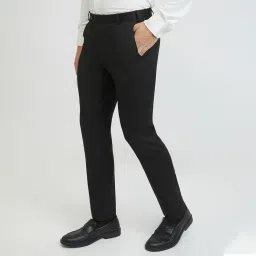 raymond Men Slim Fit Solid Pattern Poly Viscose Blend Flat Front Formal Trouser image 2