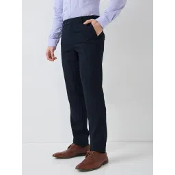 raymond Men Slim Fit Solid Pattern Poly Viscose Blend Flat Front Formal Trouser image 2