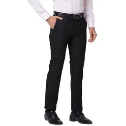 raymond Men Slim Fit Solid Pattern Poly Viscose Blend Pleatless Formal Trouser image 2