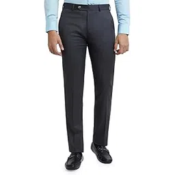 raymond Men Slim Fit Solid Pattern Poly Viscose Blend Pleatless Formal Trouser image 1