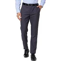 raymond Men Slim Fit Solid Pattern Poly Viscose Blend Pleatless Formal Trouser image 1