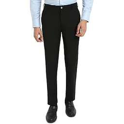 raymond Men Slim Fit Solid Pattern Terylene Rayon Spandex Blend Flat Front Formal Trouser image 1