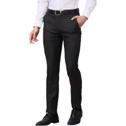 raymond Men's Mid Rise Poly Viscose Blend Solid Pattern Slim Fit Flat Front Formal Trouser image 2