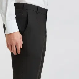 raymond Men's Mid Rise Solid Pattern Slim Fit Polyester Blend Flat Front Formal Trouser image 5