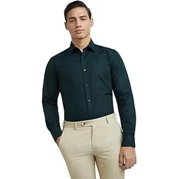 Men's Regular Fit Solid Pattern Pure Cotton Semi Cut Away Collar Full Sleeve Formal Shirt-image-10