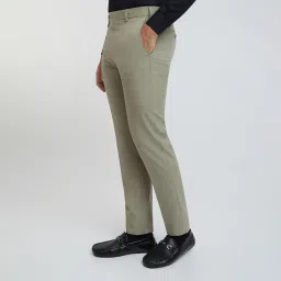 raymond Men's Slim Fit Mid Rise Solid Pattern Poly Viscose Blend Flat Front Formal Trouser image 2