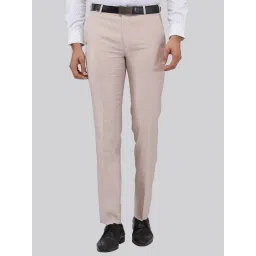 Raymond Beige Slim Fit Checks Trousers-picture-19