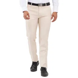 Raymond Beige Slim Fit Self Pattern Trousers-picture-48