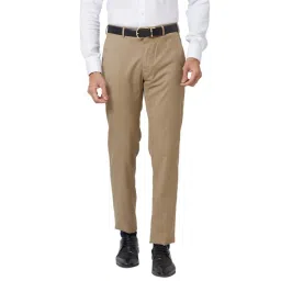 Raymond Beige Slim Fit Self Pattern Trousers-picture-22