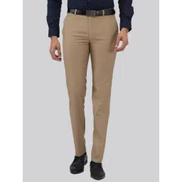 Raymond Beige Slim Fit Self Pattern Trousers-picture-23
