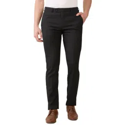 Raymond Black Polyviscose Slim Fit Checked Formal Trosuers-picture-43