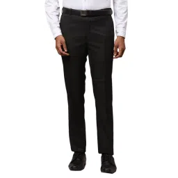 Raymond Black Slim Fit Checks Trousers-picture-11