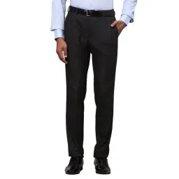 Raymond Black Slim Fit Checks Trousers-picture-44