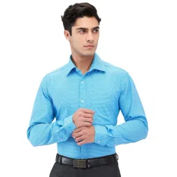 Raymond Blue Cotton Slim Fit Self Pattern Shirt-picture-42