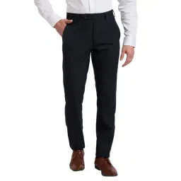 Raymond Blue Polyester Slim Fit Solid Trousers-picture-24
