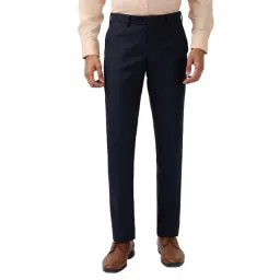 Raymond Blue Polyviscose Slim Fit Self Design Formal Trosuers-picture-25