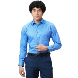 Raymond Blue Pure Cotton Slim Fit Self Pattern Shirt-picture-36