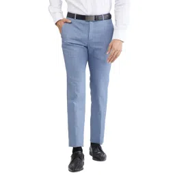 Raymond Blue Slim Fit Checks Trousers-picture-16
