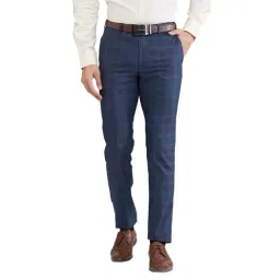 Raymond Blue Slim Fit Checks Trousers-picture-31