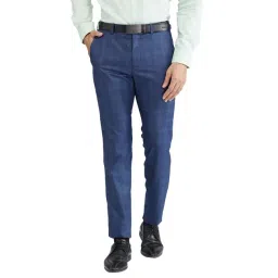 Raymond Blue Slim Fit Checks Trousers-picture-41