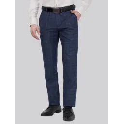 Raymond Blue Slim Fit Checks Trousers-picture-30