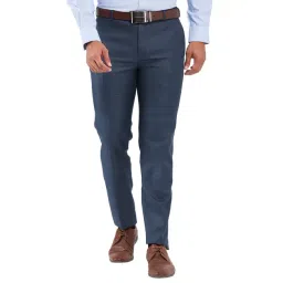 Raymond Blue Slim Fit Checks Trousers-picture-17