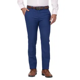 Raymond Blue Slim Fit Checks Trousers-picture-40