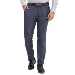 Raymond Blue Slim Fit Checks Trousers-picture-33