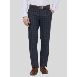 Raymond Blue Slim Fit Checks Trousers image 1