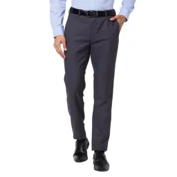 Raymond Blue Slim Fit Flat Front Trousers-picture-42
