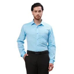 Raymond Blue Slim Fit Self Design Shirt-picture-47