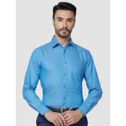 Raymond Blue Slim Fit Self Design Shirt-picture-16