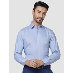 Raymond Blue Slim Fit Self Design Shirt-picture-13