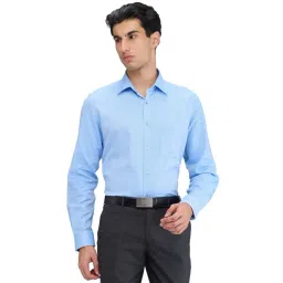 Raymond Blue Slim Fit Self Pattern Shirt-picture-37