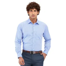 Raymond Blue Slim Fit Self Pattern Shirt-picture-39