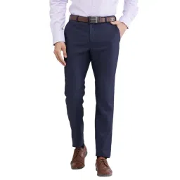 Raymond Blue Slim Fit Self Pattern Trousers-picture-38