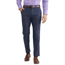 Raymond Blue Slim Fit Self Pattern Trousers-picture-10