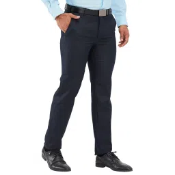 Raymond Blue Slim Fit Self Pattern Trousers image 4