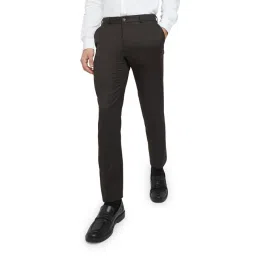 Raymond Brown Polyester Slim Fit Checks Trousers-picture-47