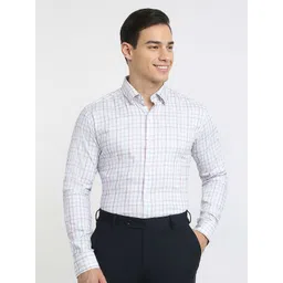 Raymond Checked Slim-Fit Cutaway Collar Formal Shirt-picture-28