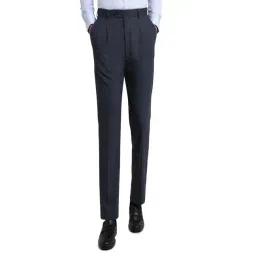 Raymond Dark Blue Polyviscose Regular Fit Self Design Formal Trosuers-picture-12