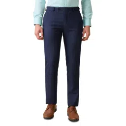 Raymond Dark Blue Polyviscose Slim Fit Self Design Formal Trosuers-picture-32