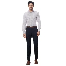 Raymond Dark Blue Slim Fit Flat Front Trousers image 5