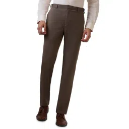 Raymond Dark Brown Polyester Viscose Blend Contemporary Fit Trousers-picture-32