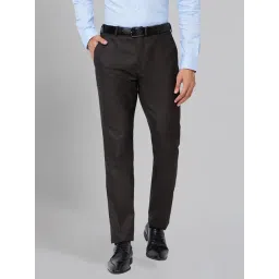 Raymond Dark Brown Slim Fit Flat Front Trousers-picture-23