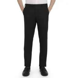 Raymond Dark Brown Solid Regular Fit Trousers-picture-22