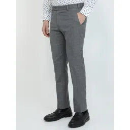 Raymond Dark Grey Checked Regular Fit Trousers image 4
